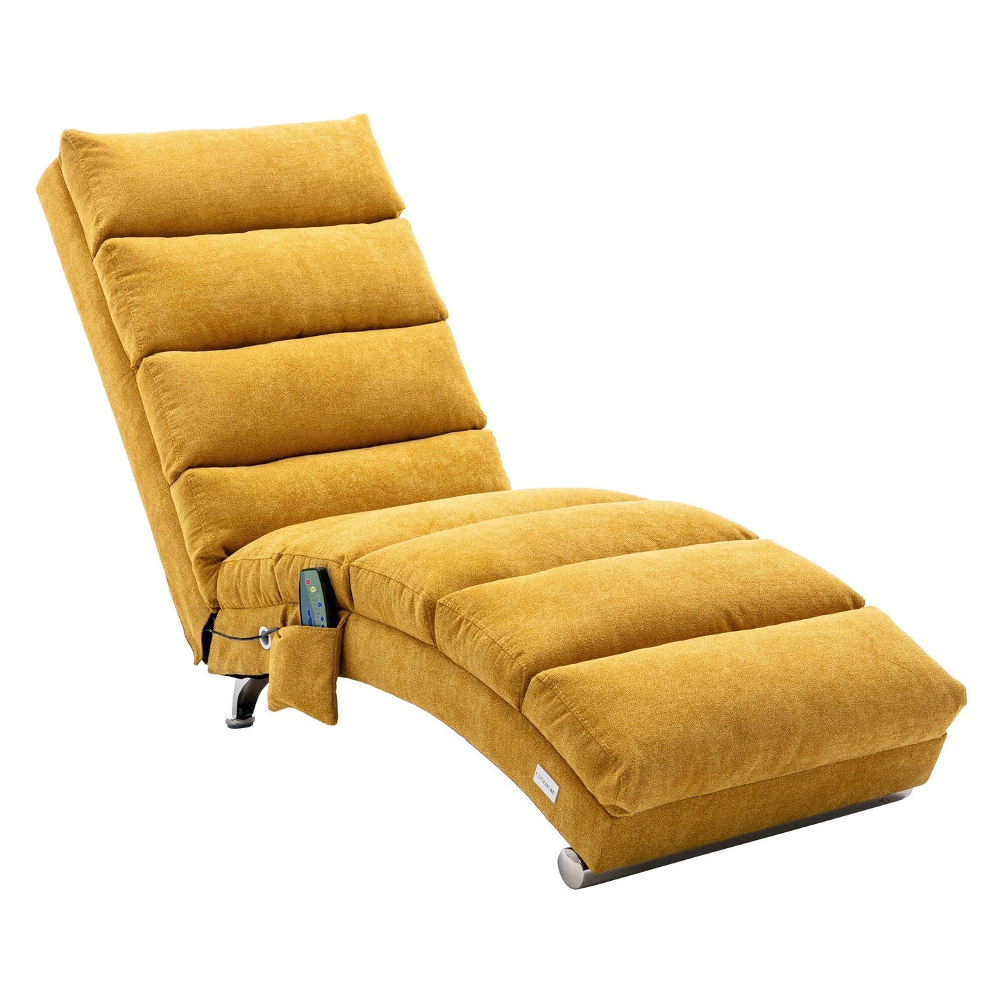 Chaise longue de massage ergonomique en lin, inclinable, capitonnée et rembourrée, avec télécommande et 5 modes de vibration