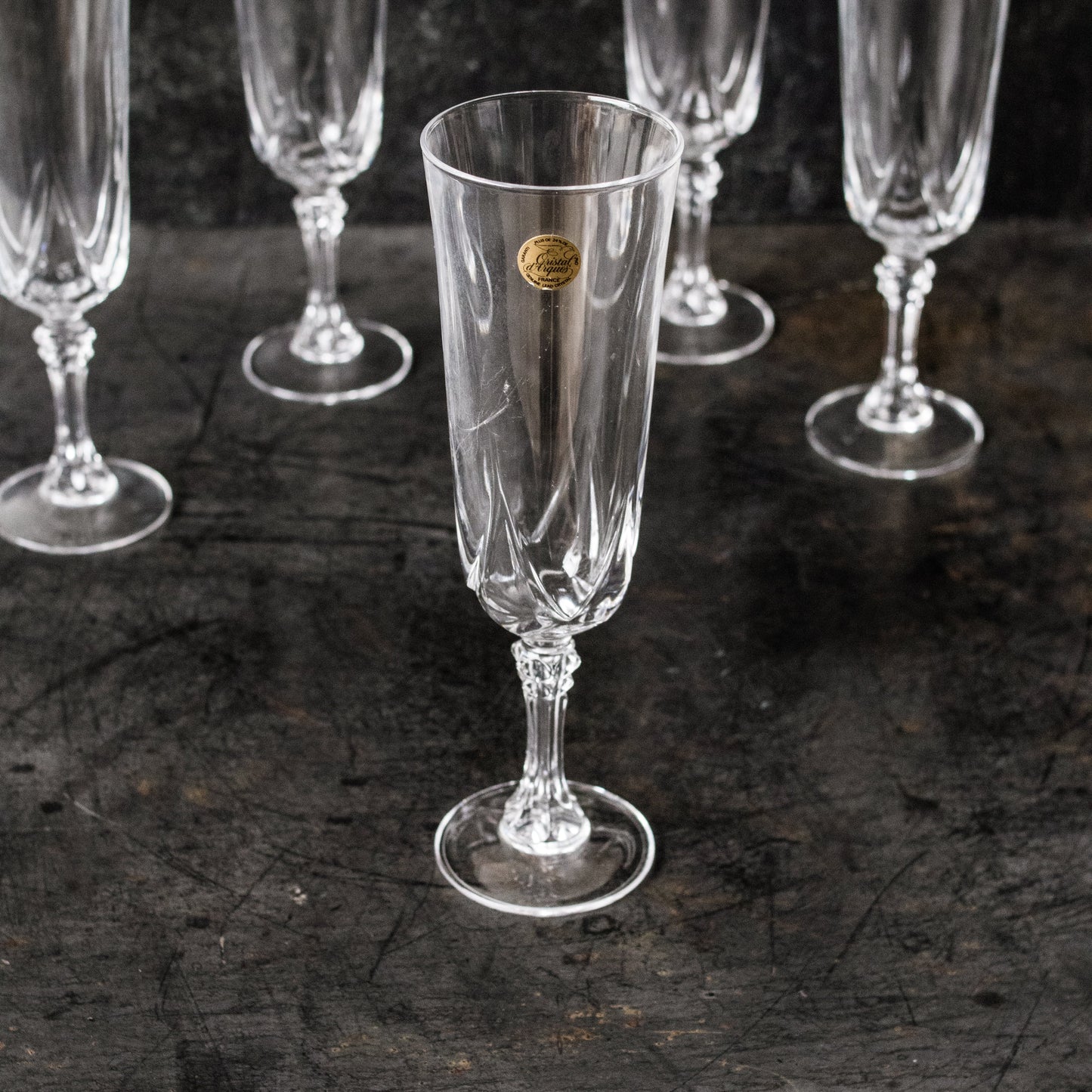 Ensemble de 6 flûtes à champagne en cristal