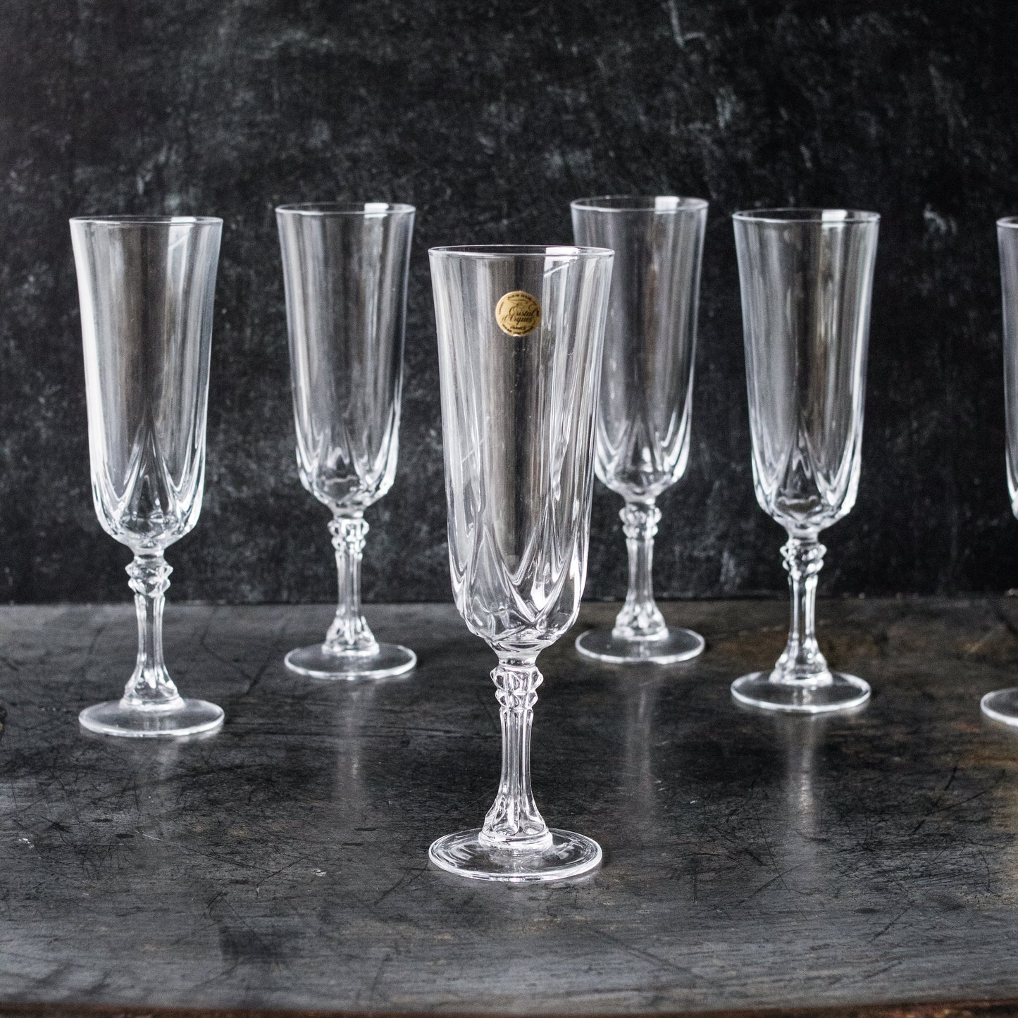 Ensemble de 6 flûtes à champagne en cristal