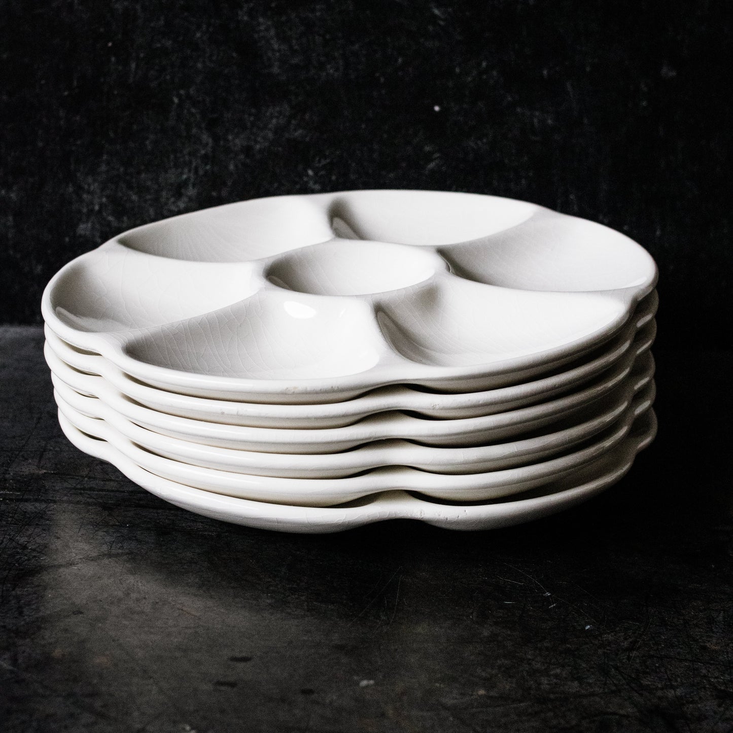 Ensemble de 6 assiettes à huîtres vintage Gien