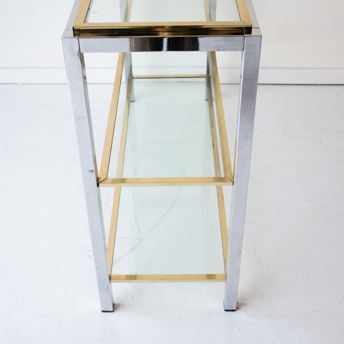 Console vintage en nickel et laiton