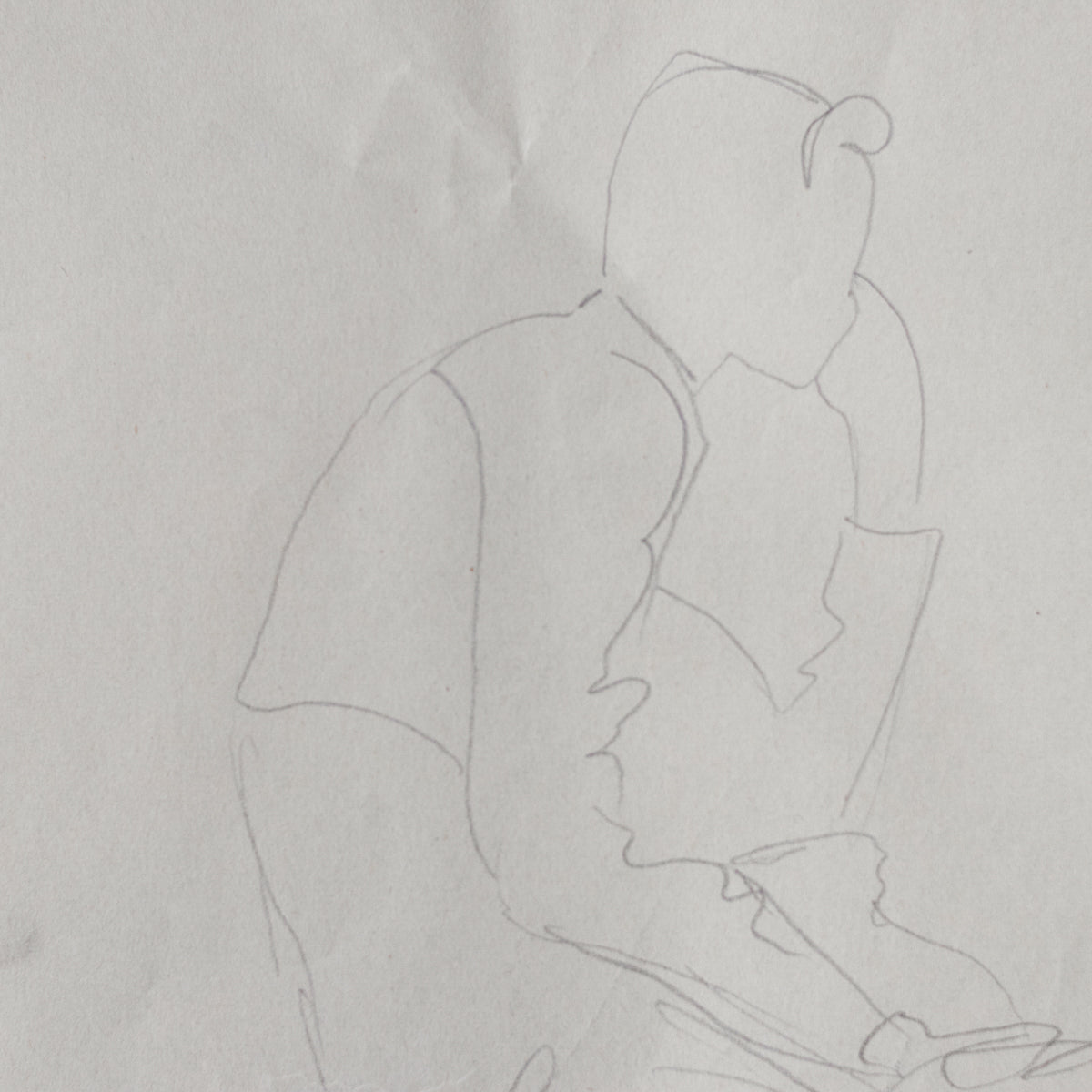 Dessin encadré représentant un homme pensif