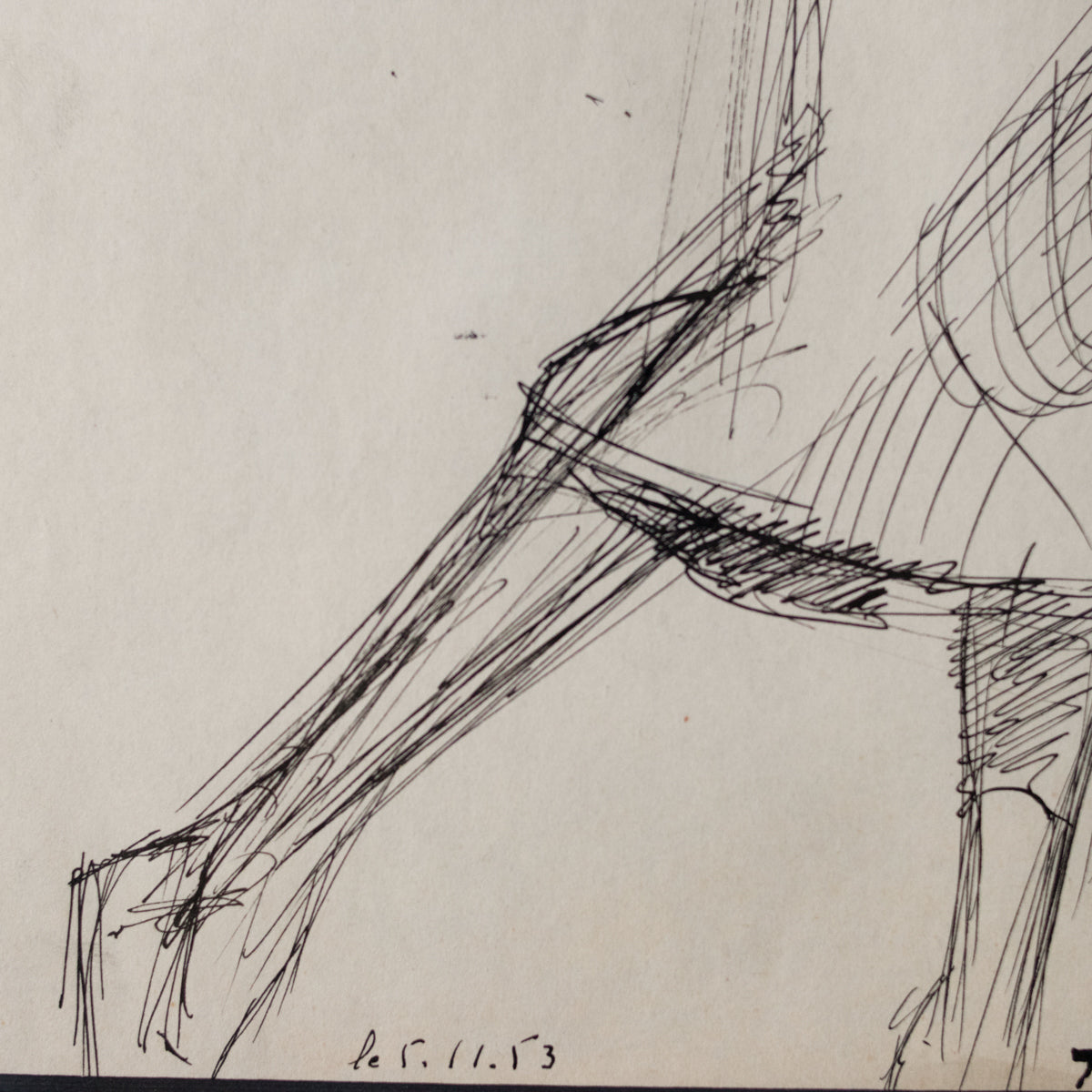 Dessin encadré représentant une femme en position détendue | Guy Aubert