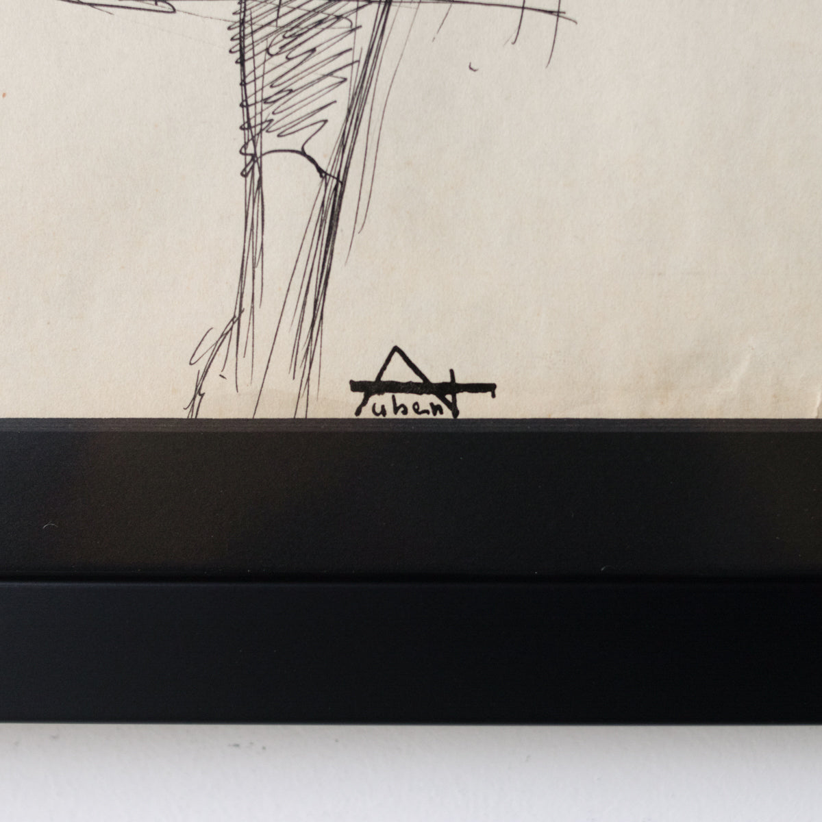 Dessin encadré représentant une femme en position détendue | Guy Aubert