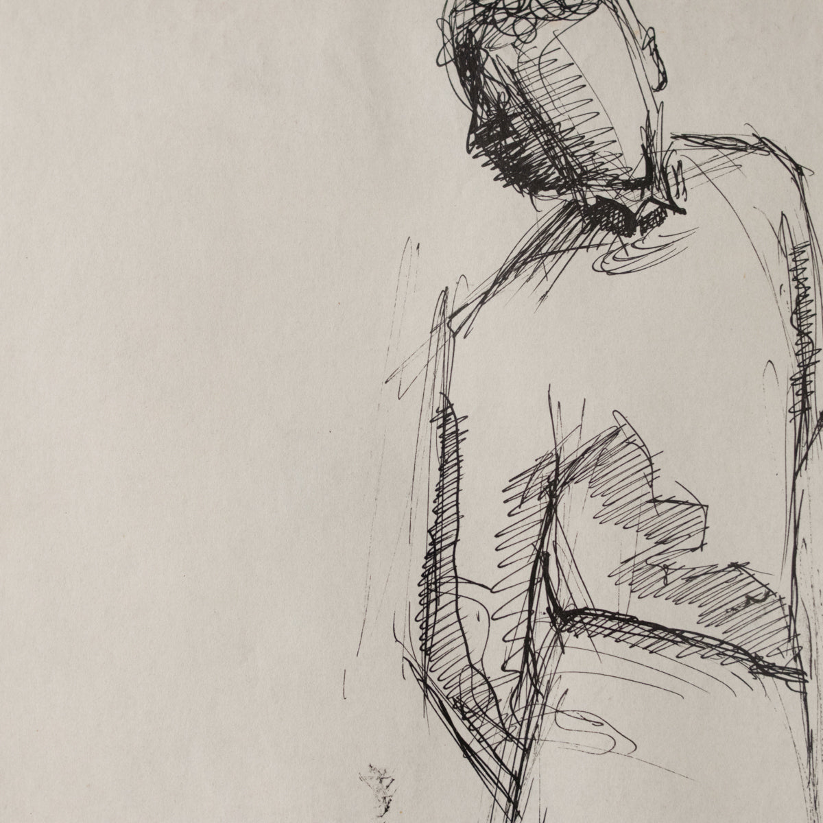 Dessin encadré représentant une femme en position détendue | Guy Aubert