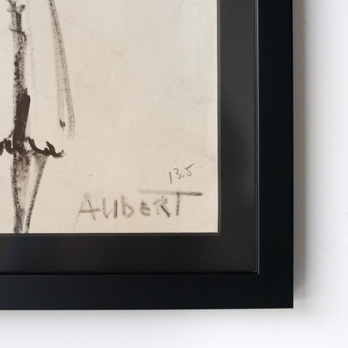 Encre et aquarelle encadrée : Femme aux mains sur les hanches | Guy Aubert