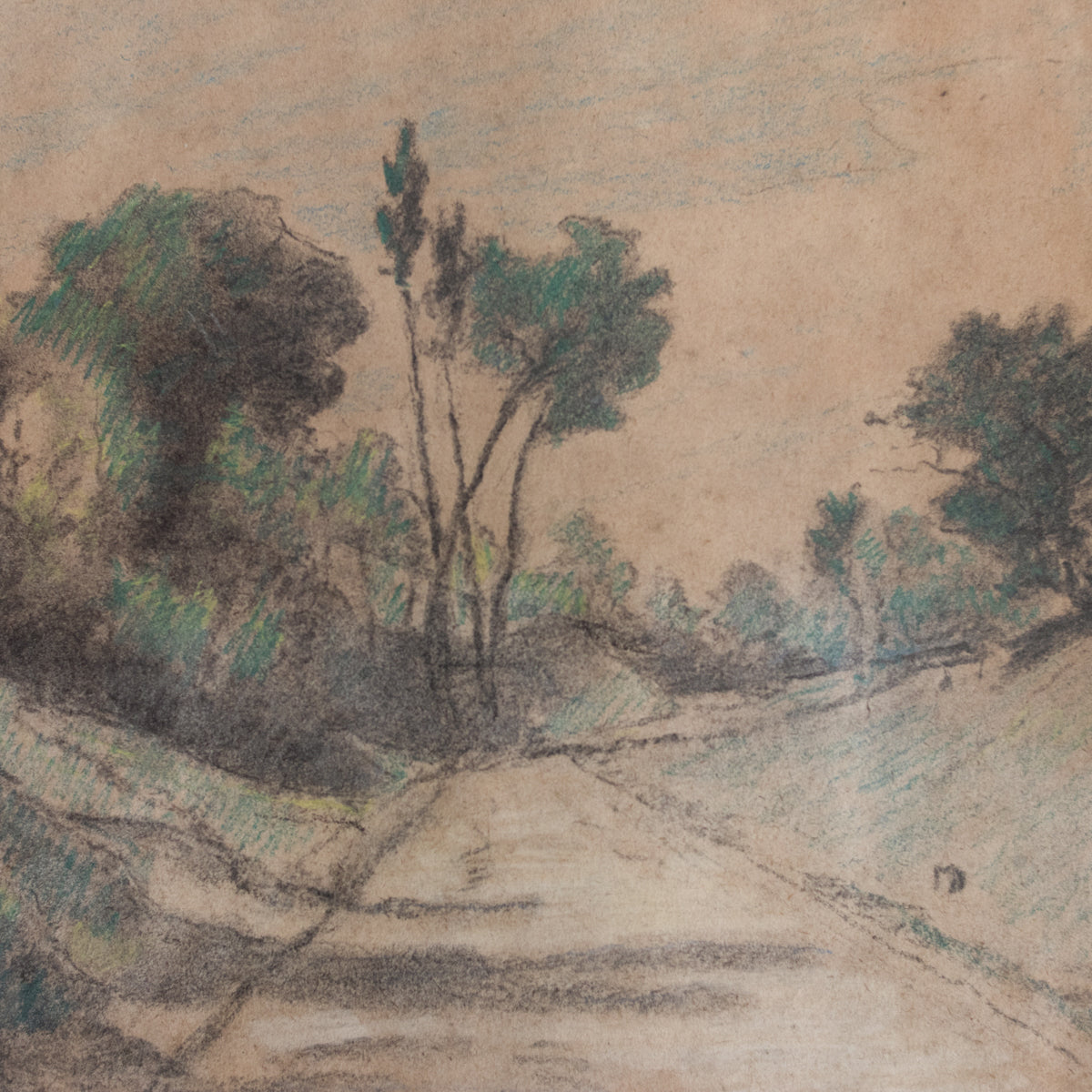 Dessin encadré sur papier journal | Paysage