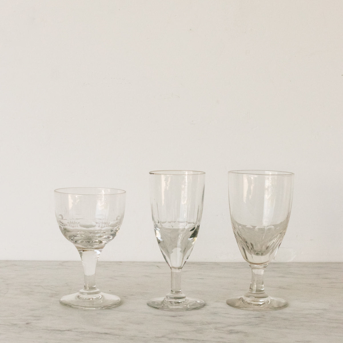 Trio de verres taillés à la main