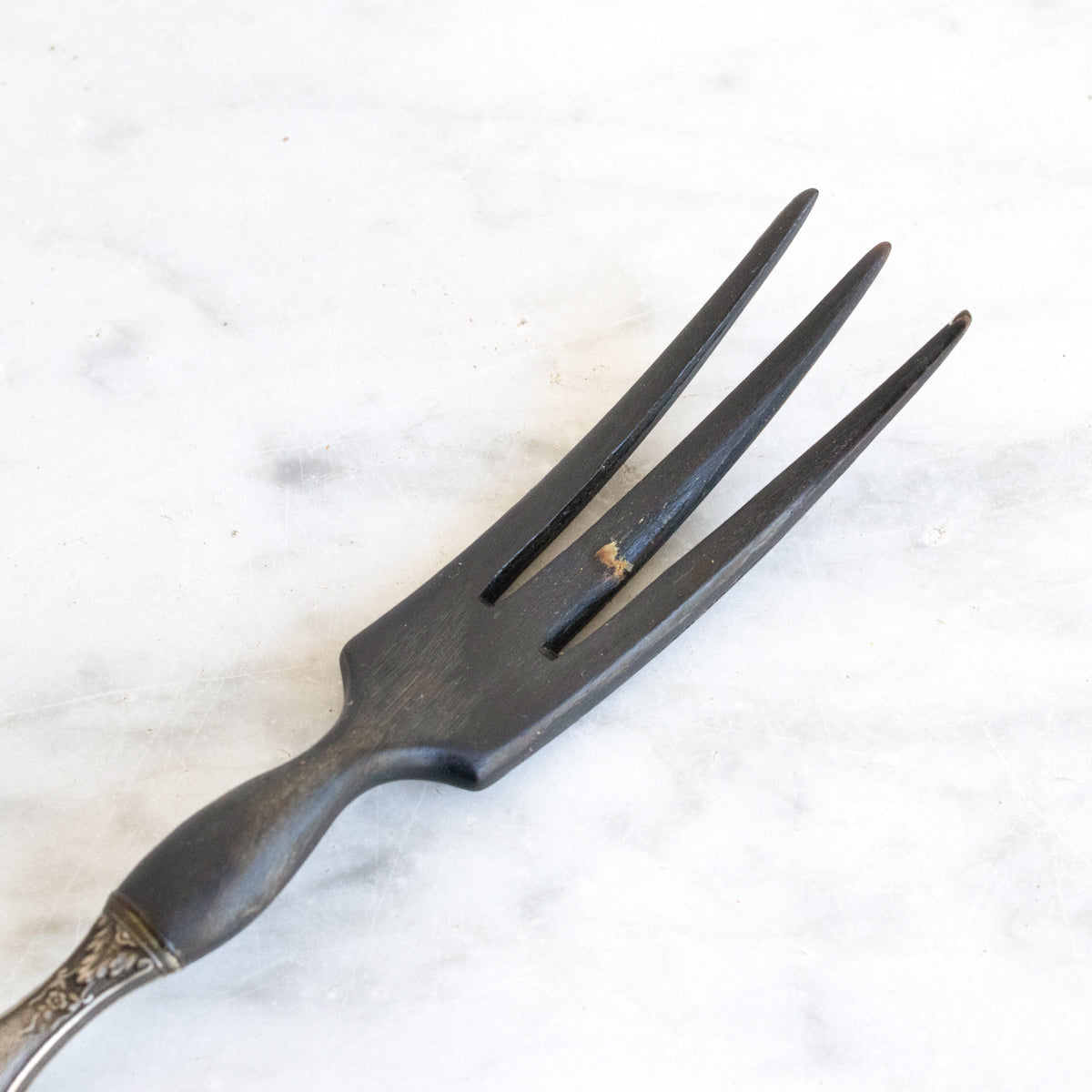 Service de service antique en corne et argent