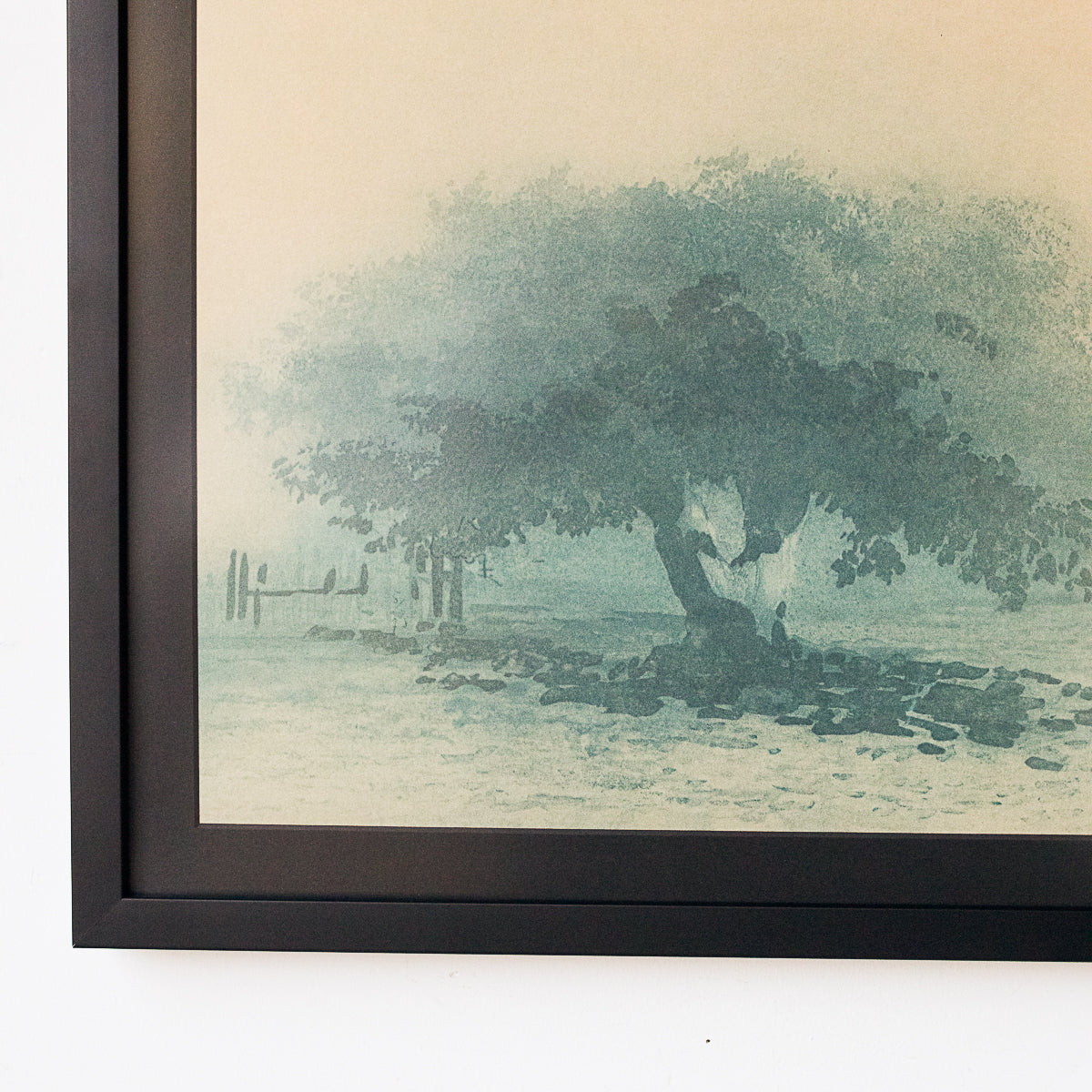 Lithographie encadrée Paysage bleu
