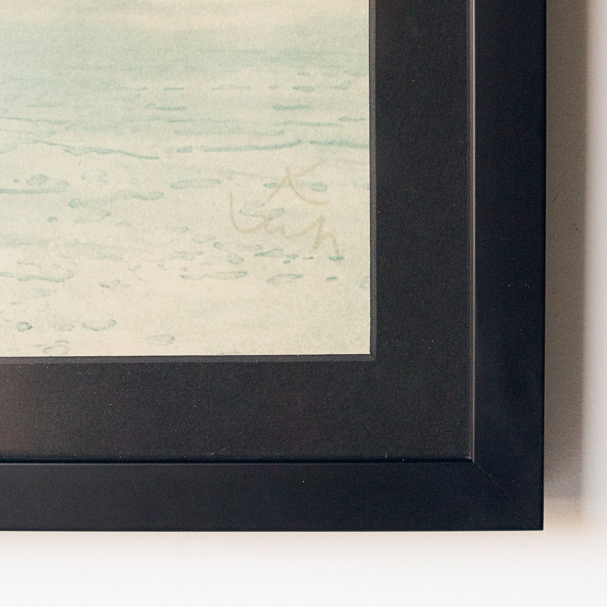 Lithographie encadrée Paysage bleu