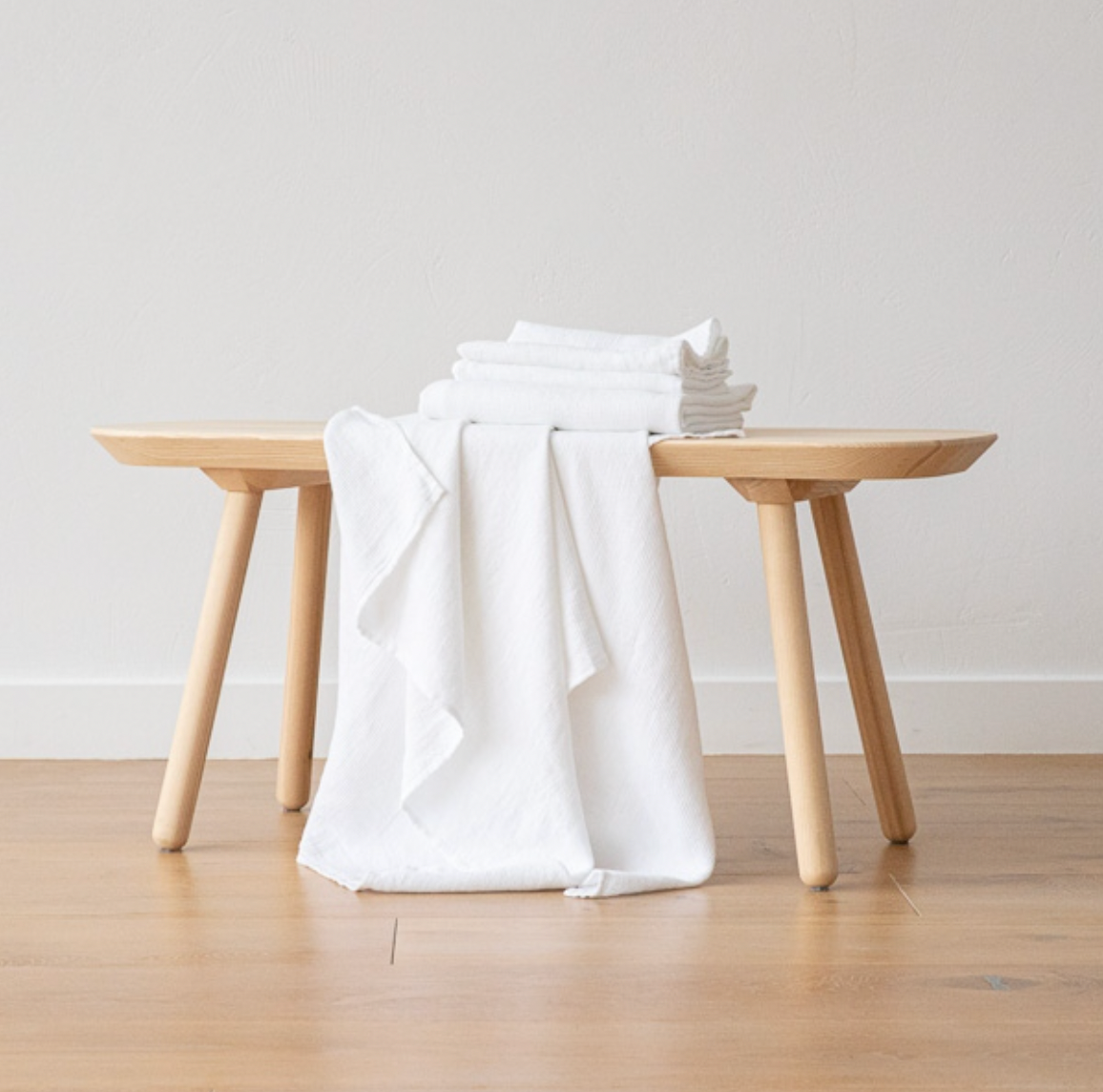 Serviette gaufrée en lin | Blanche