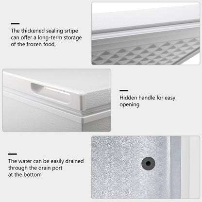 Congélateur coffre de 1,8 pi³ avec panier amovible, vidange par le bas, thermostat à 7 niveaux, conception autonome pour maison et appartement