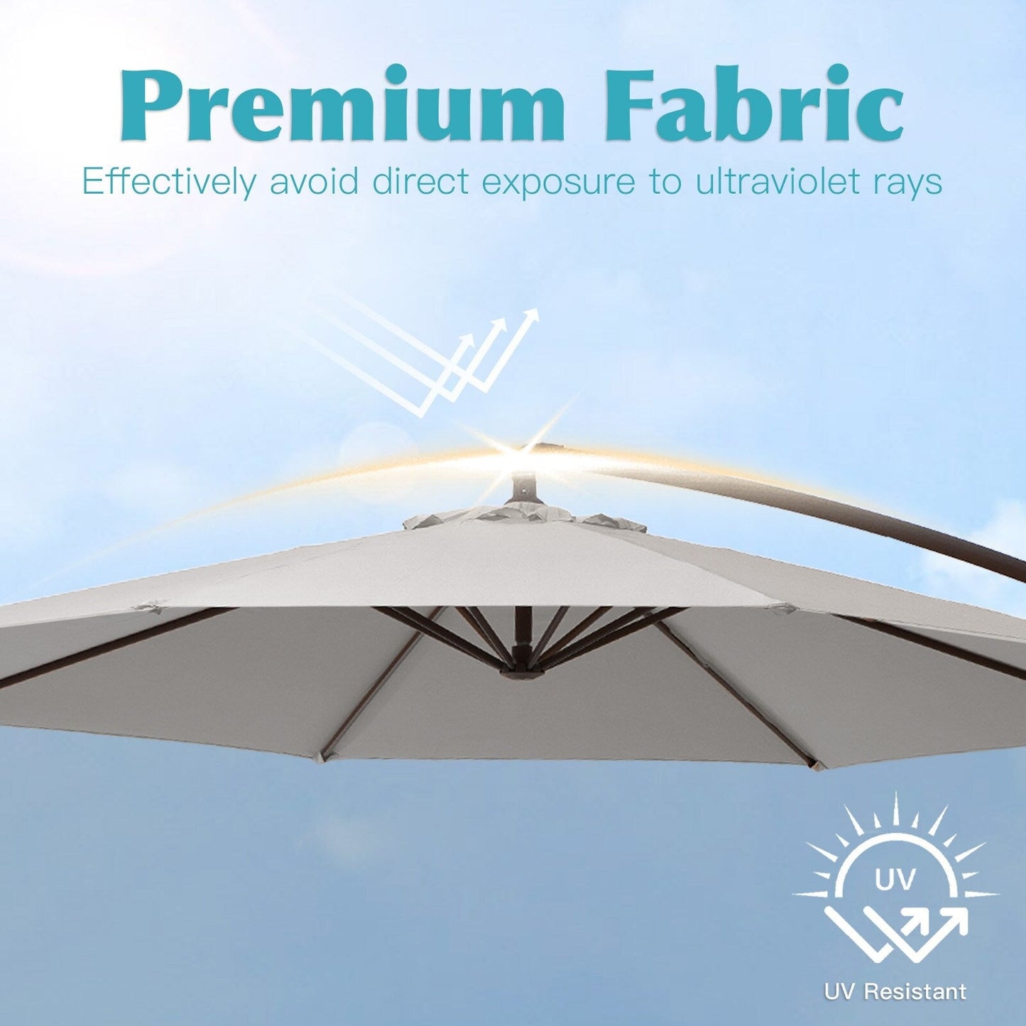 Parasol déporté à manivelle en acier de 10 pieds avec base lestée