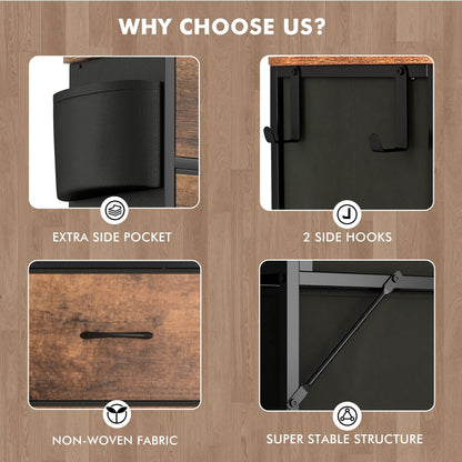 Commode haute en tissu à 12 tiroirs pour chambre à coucher