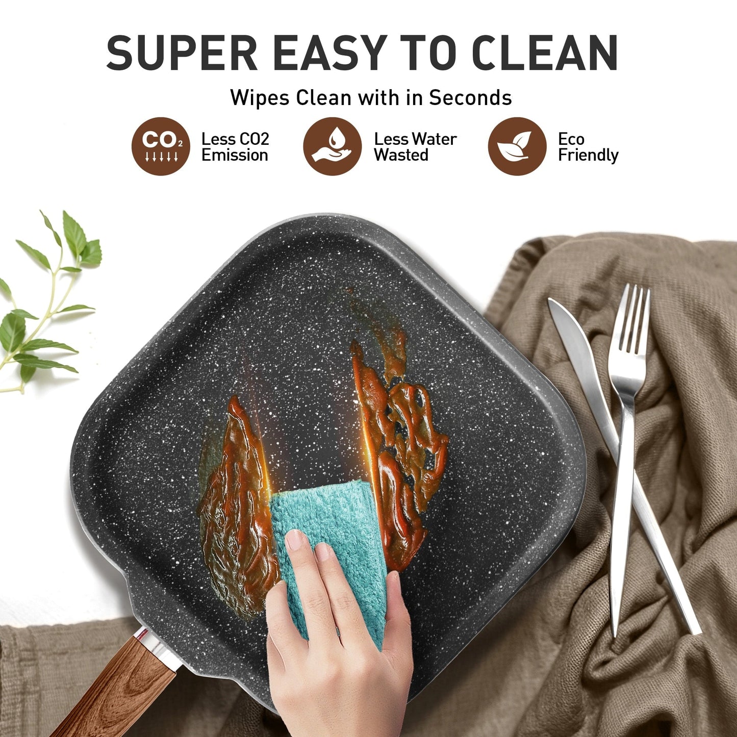 Batterie de cuisine en granit de 17 pièces, ensemble de casseroles et poêles antiadhésives