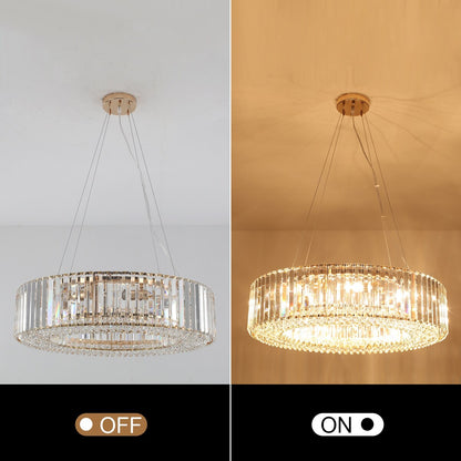Lustre de ferme de 63 cm à 8 lumières, lustre en cristal, lustre tambour pour salle à manger, salon, chambre à coucher, cuisine