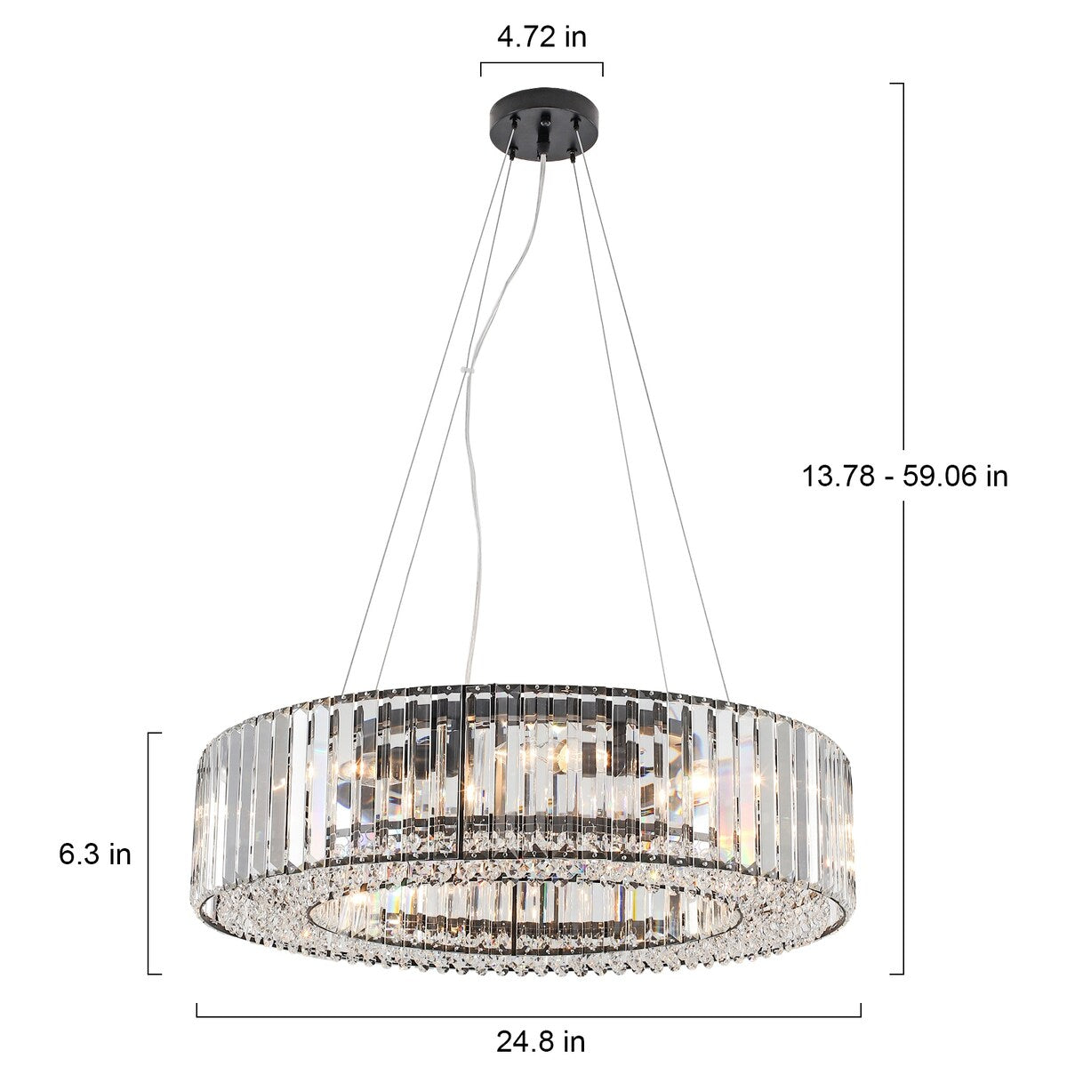 Lustre de ferme de 63 cm à 8 lumières, lustre en cristal, lustre tambour pour salle à manger, salon, chambre à coucher, cuisine