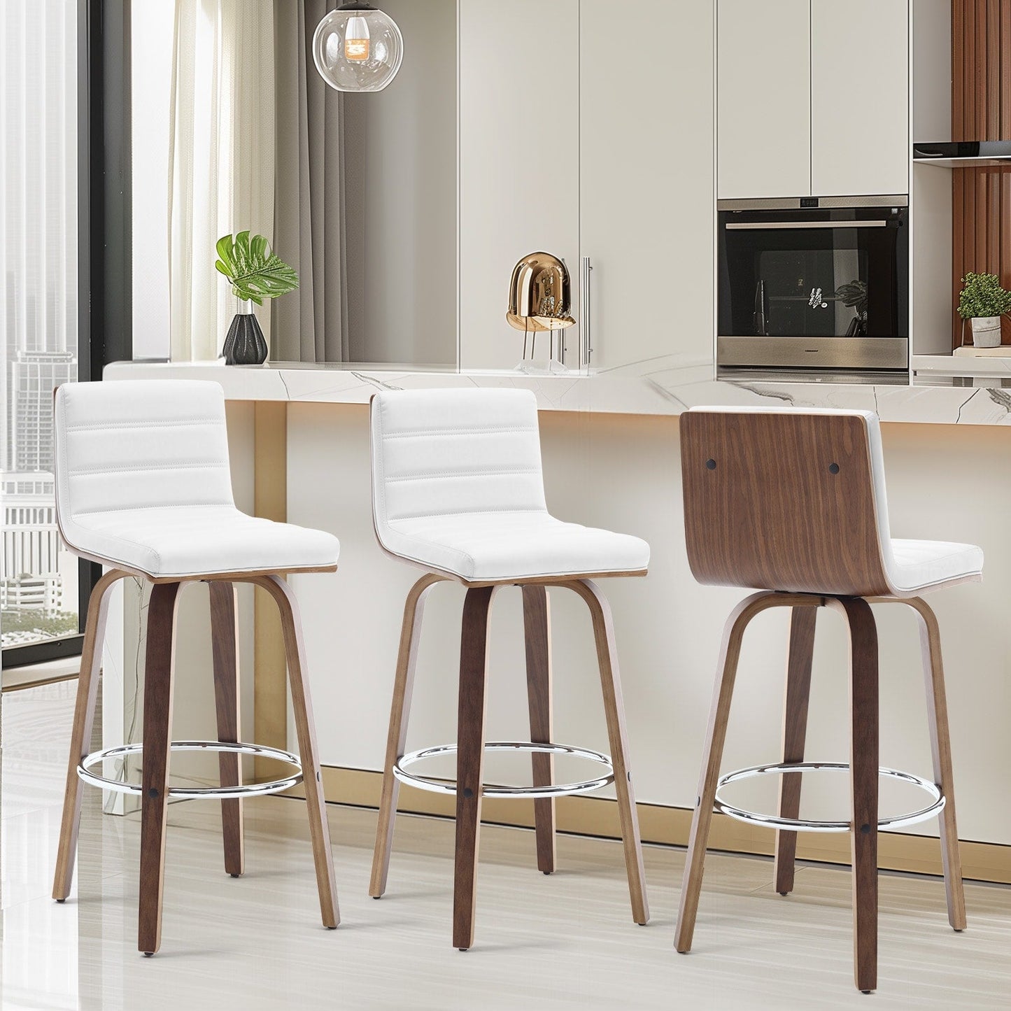 Tabourets de bar/comptoir pivotants en similicuir 26/29, lot de 2/3