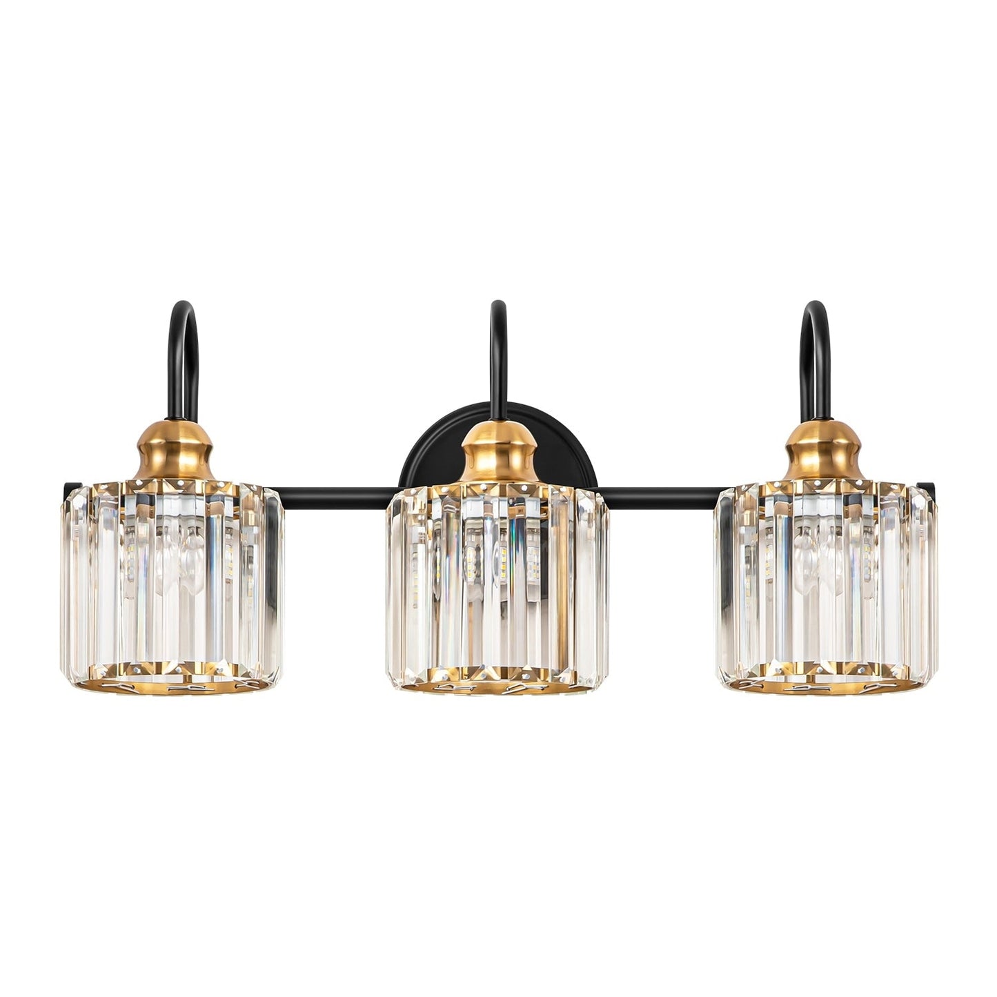 Applique murale de salle de bain moderne à 3 ou 4 lumières, en cristal, à intensité variable et linéaire, au-dessus du miroir