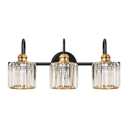 Applique murale de salle de bain moderne à 3 ou 4 lumières, en cristal, à intensité variable et linéaire, au-dessus du miroir