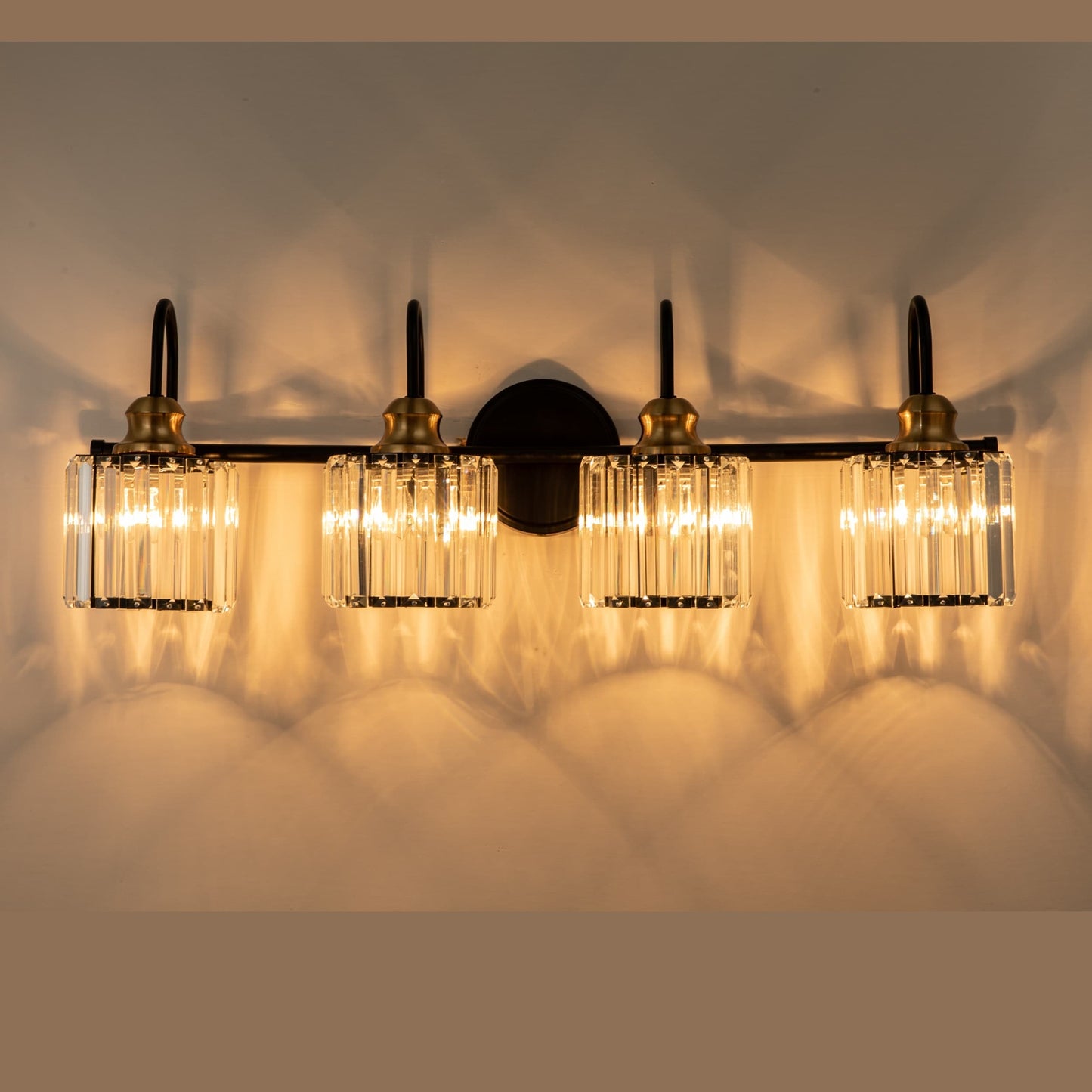 Applique murale de salle de bain moderne à 3 ou 4 lumières, en cristal, à intensité variable et linéaire, au-dessus du miroir