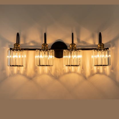 Applique murale de salle de bain moderne à 3 ou 4 lumières, en cristal, à intensité variable et linéaire, au-dessus du miroir