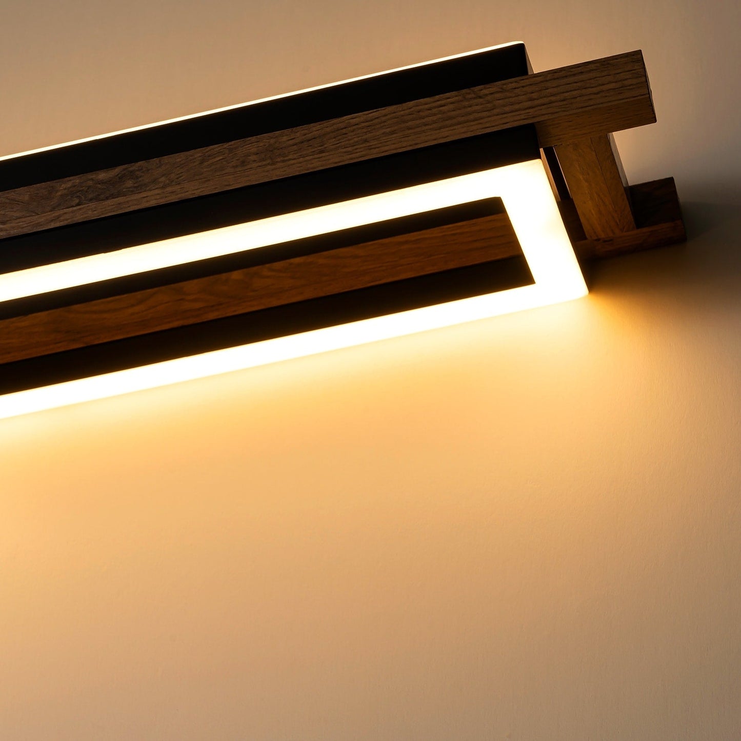 Lustre linéaire en bois à 3/5 lumières LED intégrées pour îlot de cuisine