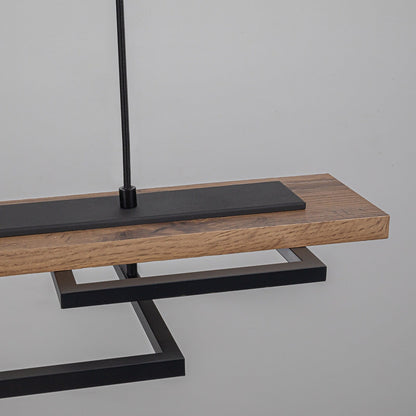 Lustre linéaire en bois à 3/5 lumières LED intégrées pour îlot de cuisine