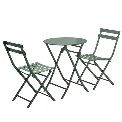Ensemble bistro minimaliste de patio 3 pièces avec table ronde pliable et chaises - Ensemble bistro de patio 3 pièces