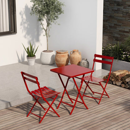 Ensemble bistro minimaliste de patio 3 pièces avec table carrée pliable et chaises - 3 pièces