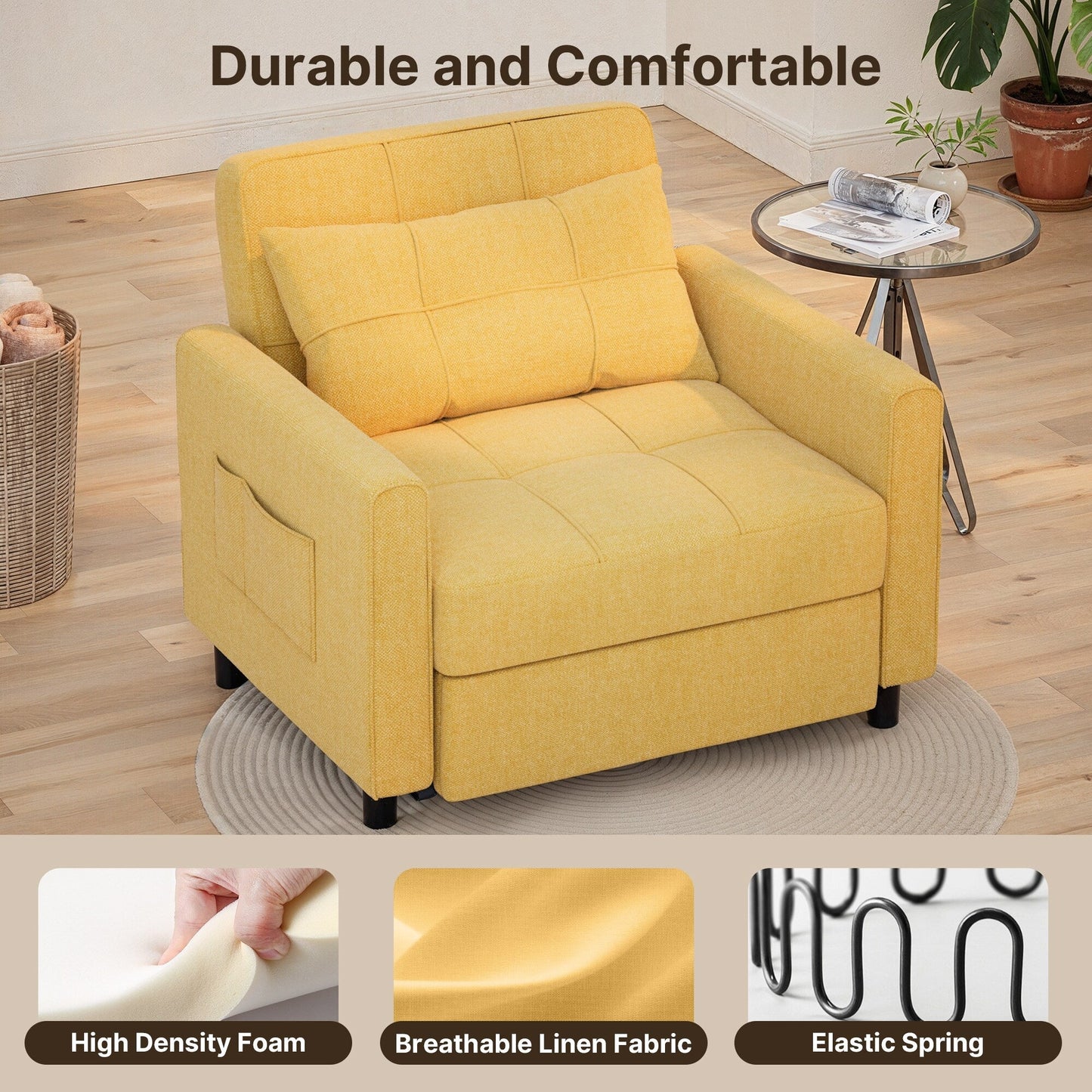 Canapé-lit 3 en 1 réglable, canapé-lit gigogne, convertible et pliable pour salon