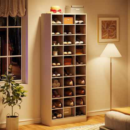 Meuble à chaussures haut 30 paires, 10 niveaux, en bois blanc, pour placard, entrée