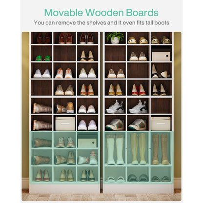 Meuble à chaussures haut 30 paires, 10 niveaux, en bois blanc, pour placard, entrée