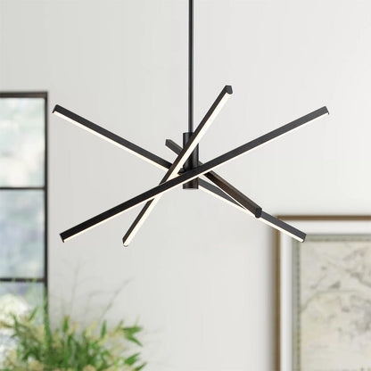 Lustre LED moderne en aluminium noir/doré, plafonnier linéaire Spoutnik pour salon/salle à manger/cuisine