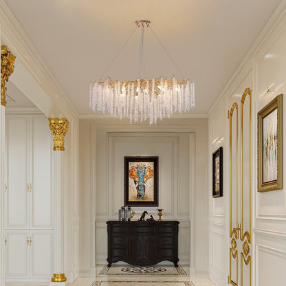 Lustre rectangulaire en cristal doré moderne de 40 po, branches d'arbre, luminaire suspendu pour îlot de cuisine, salle à manger