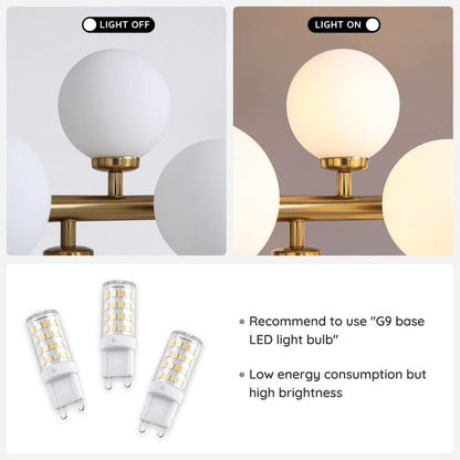 Lustre linéaire moderne du milieu du siècle de 40 po, suspension Spoutnik à 16 ampoules en laiton doré avec globe en verre dépoli pour salle à manger