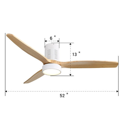 Ventilateur de plafond encastré de style campagnard de 52 pouces avec éclairage et télécommande, moteur CC réversible
