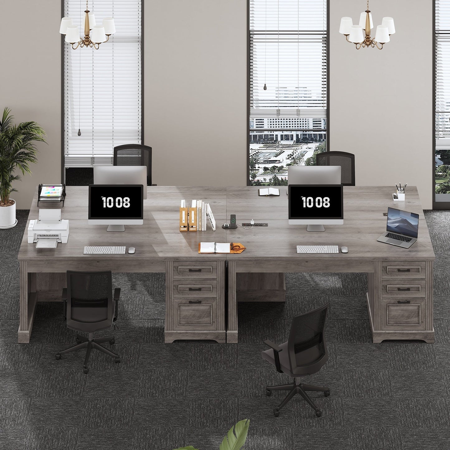 Bureau de direction de ferme Bureau à domicile Tiroir de classement Support d'écran Prise de courant