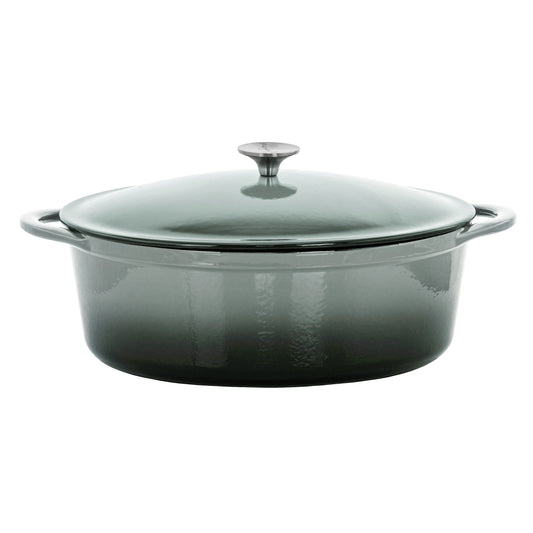 Cocotte ovale en fonte émaillée de 7 litres, couleur Storm Cloud