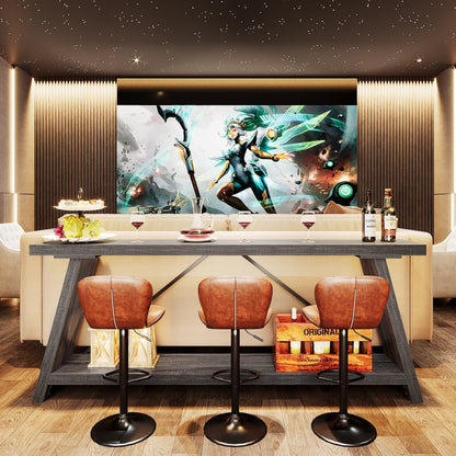 Console de canapé en bois rustique de 70,9 pouces de long avec étagère de rangement