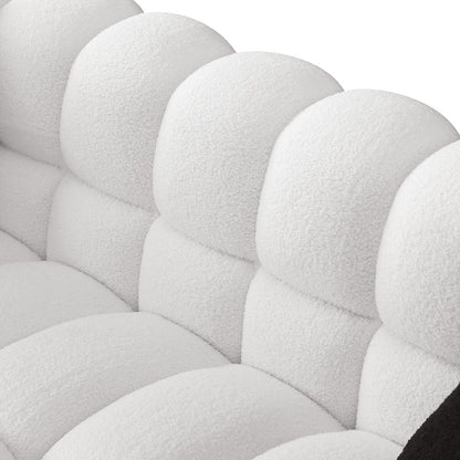 84.3 Luxueux grand canapé Boucle 3 places rembourré Marshmallow avec 2 coussins décoratifs carrés et accoudoir carré