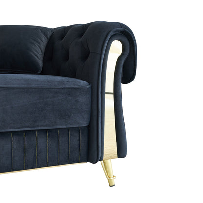 Canapé 3 places en velours 89 avec deux coussins d'assise et deux coussins décoratifs