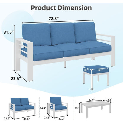 Ensemble de meubles de patio en aluminium AECOJOY 7 pièces Ensemble de conversation d'extérieur
