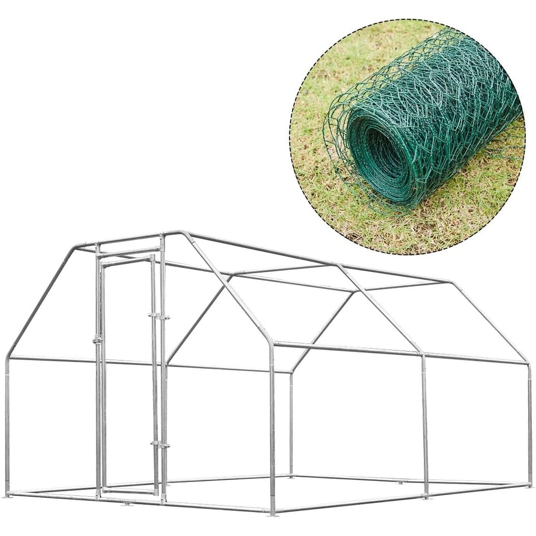 AECOJOY Grand poulailler en métal avec cage à poulets en métal