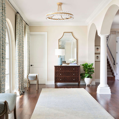 Plafonnier semi-encastré en cristal Elvira à 8 lumières, forme de roue de chariot