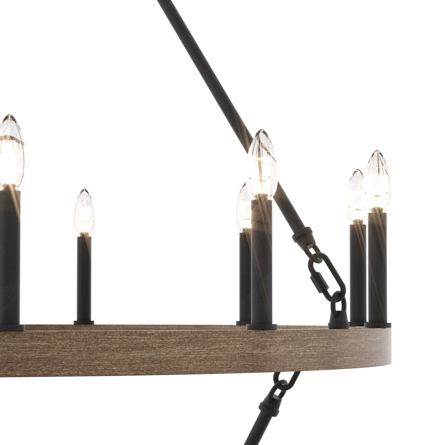 Lustre rond en forme de roue de chariot de style ferme moderne Acroma à 20 lumières de 40 po avec UL