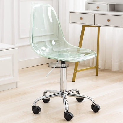 Chaise de bureau pivotante en acrylique à hauteur réglable sans accoudoirs