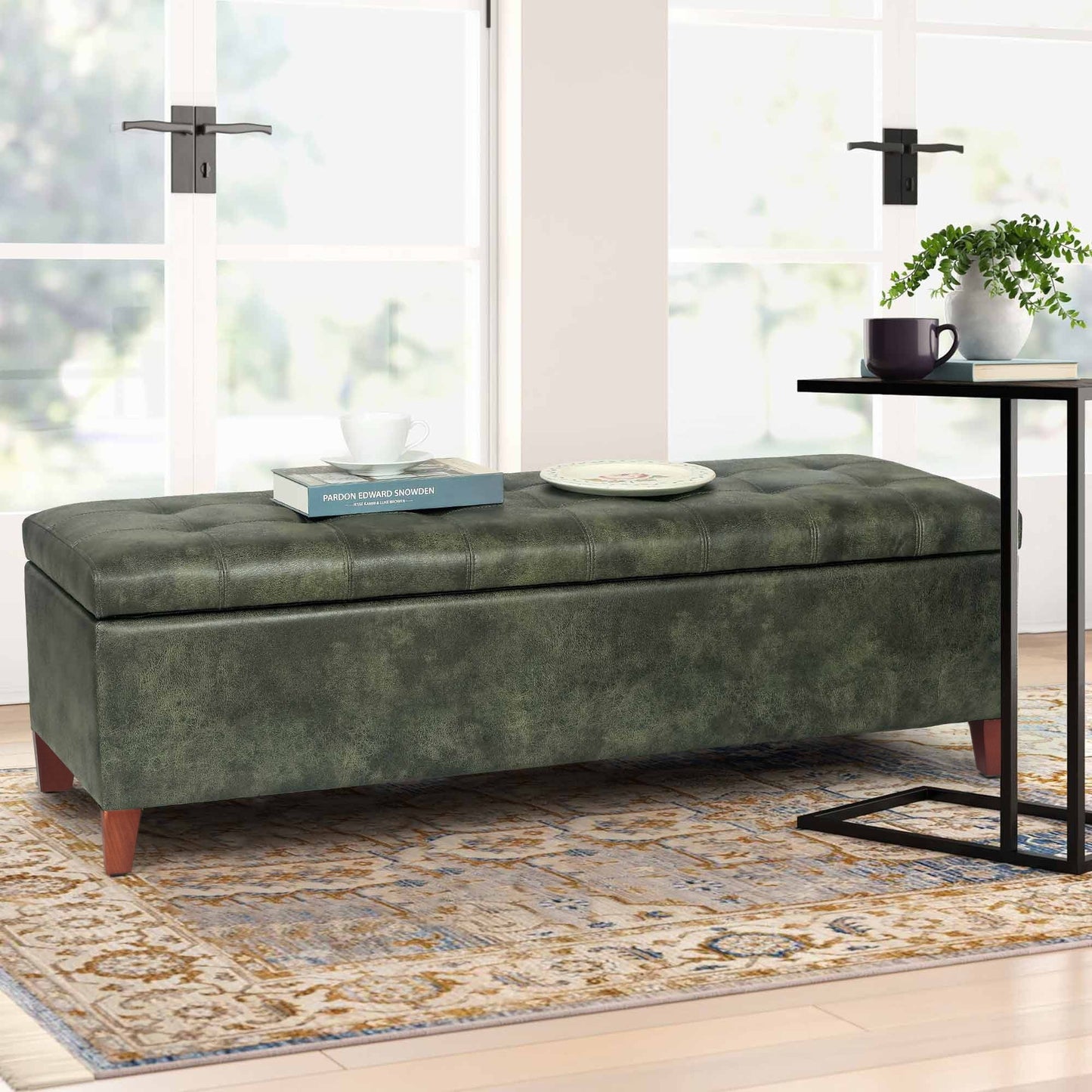 Banc ottoman de rangement en cuir reconstitué Adeco 50