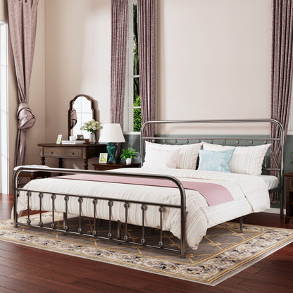 Cadre de lit plateforme en métal vintage simple Alazyhome, montage facile